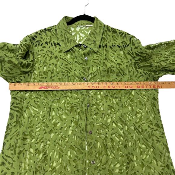 Junglecore sheer cutout shirt green artsy‎ statement layer size L - Picture 6 of 7